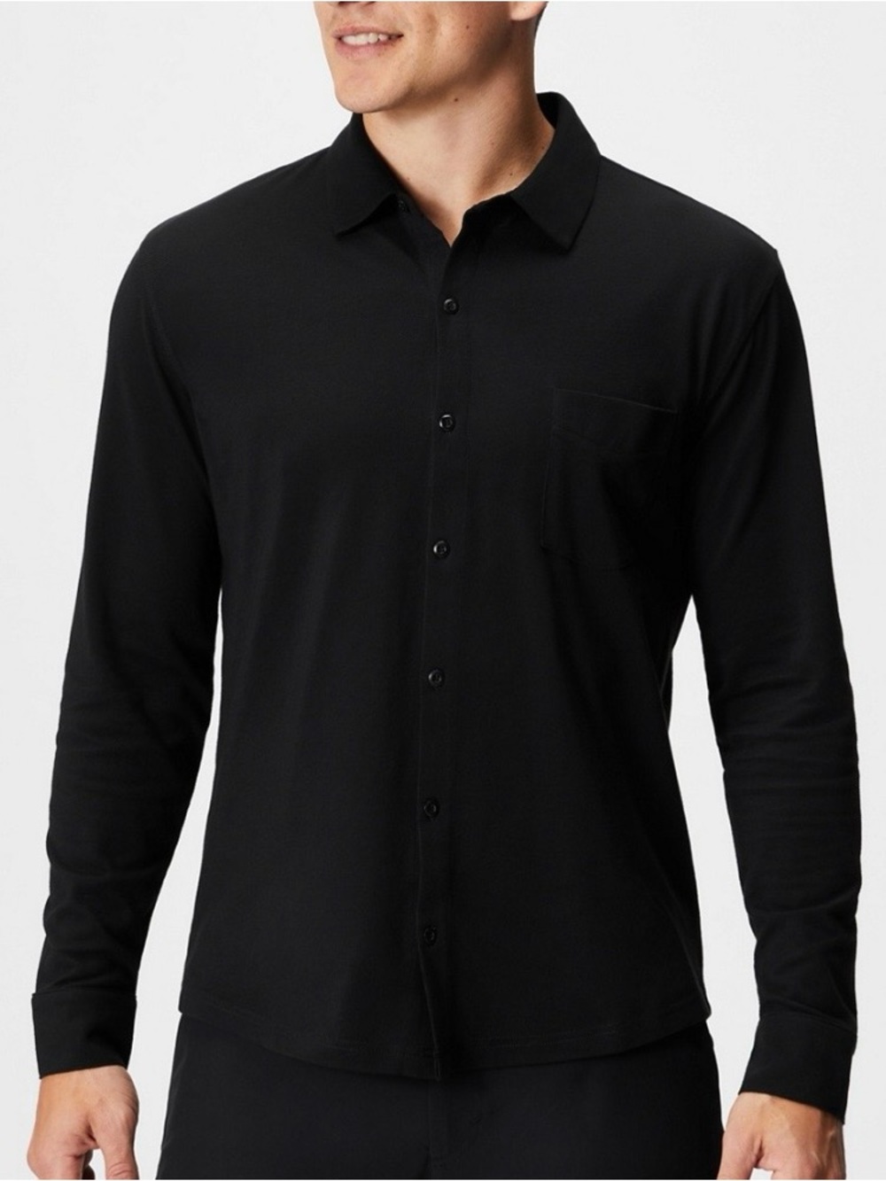 Fabletics The Dash Men's Black Long-Sleeve Button-Down Shirt